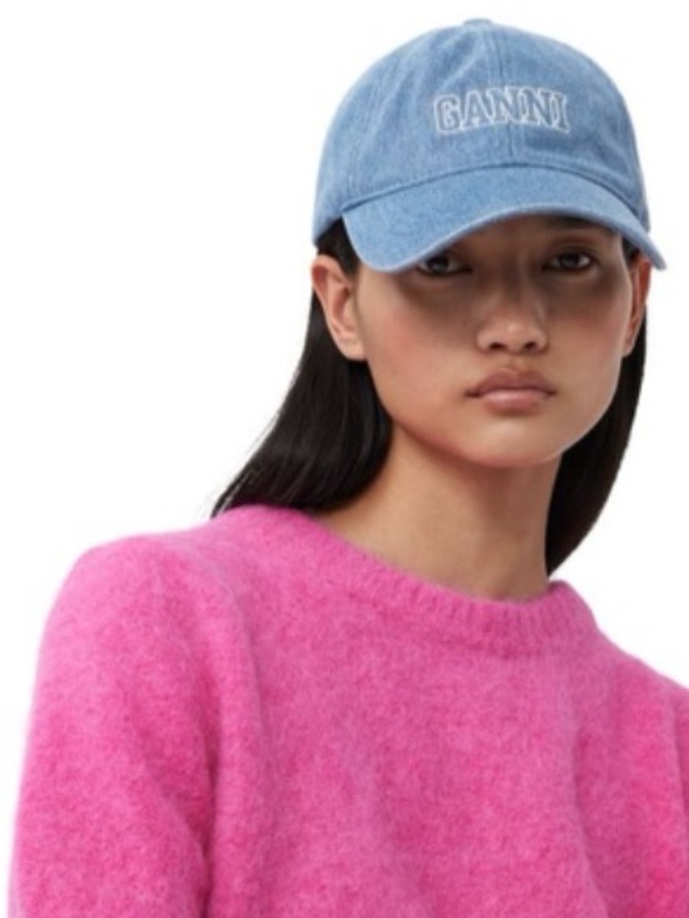 Ganni Denim Tie-dye Logo Baseball Cap